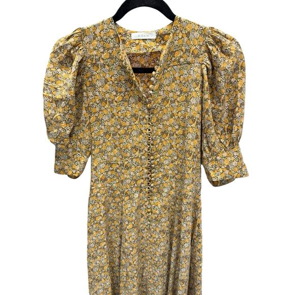 Doen Laurel Silk Maxi Dress Autumn Floral Print 100% Silk XS Boho Cottagecore - Picture 5 of 7